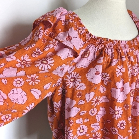 𝅺FREE People Miss Daisy Off the Shoulder Floral Cotton Top S nwt - Picture 7 of 13